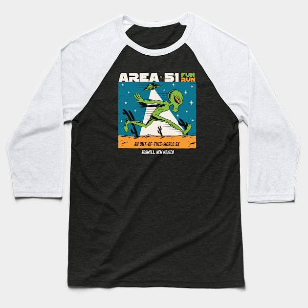 Area 51 Fun Run // Funny Running Alien Baseball T-Shirt by SLAG_Creative